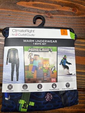 ClimateRight by Cuddl Duds Minecraft Boys Warm Underwear Set Pajamas Size S(6/7)